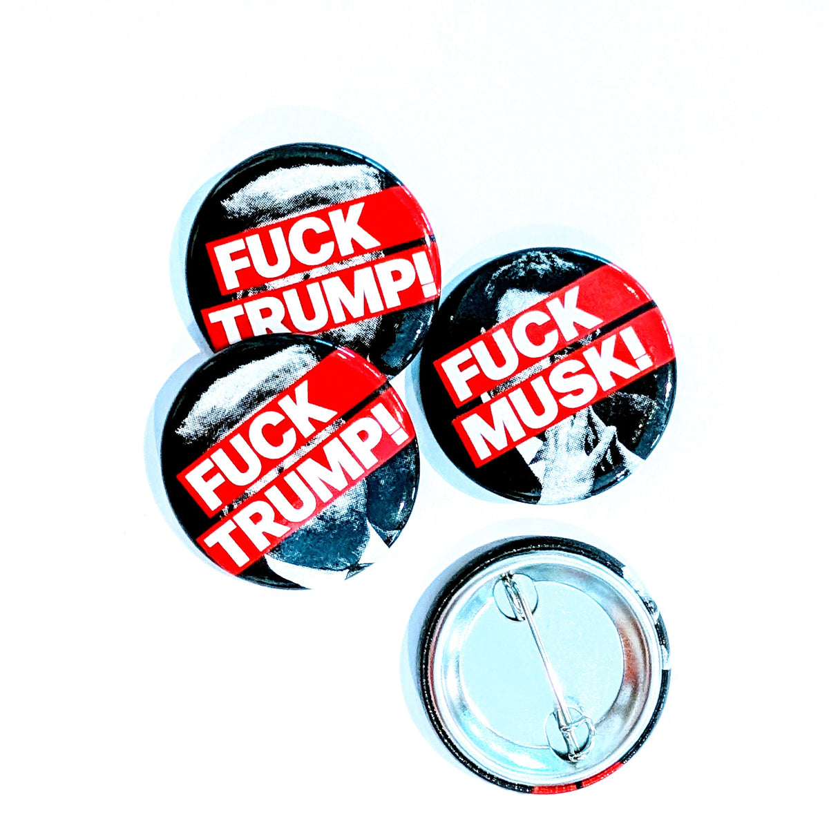 F*CK Trump & Musk badges – Red Flag Books