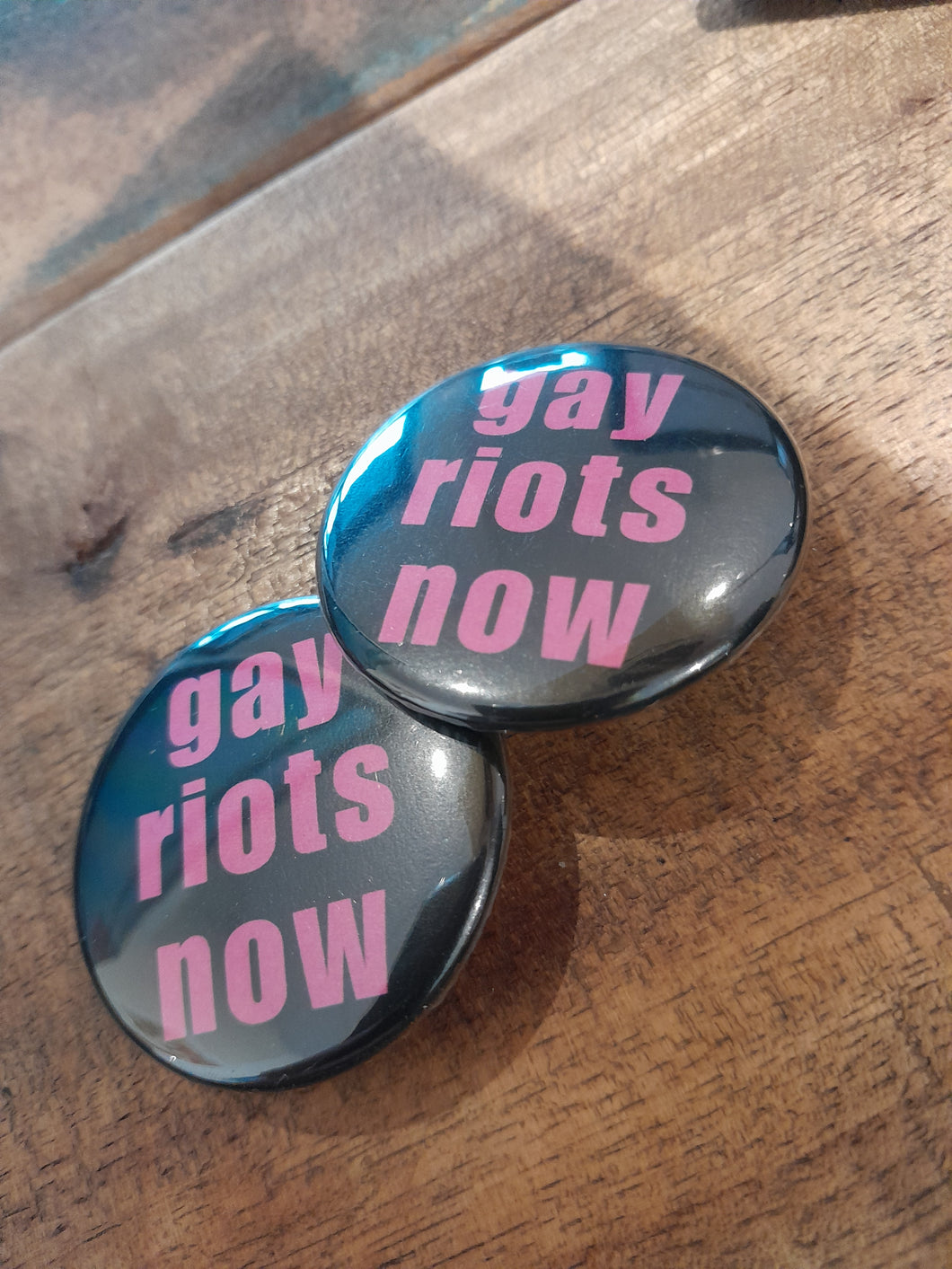 Gay Riots Now badge